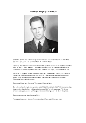 A preview of a PDF biography for Wright, Owen